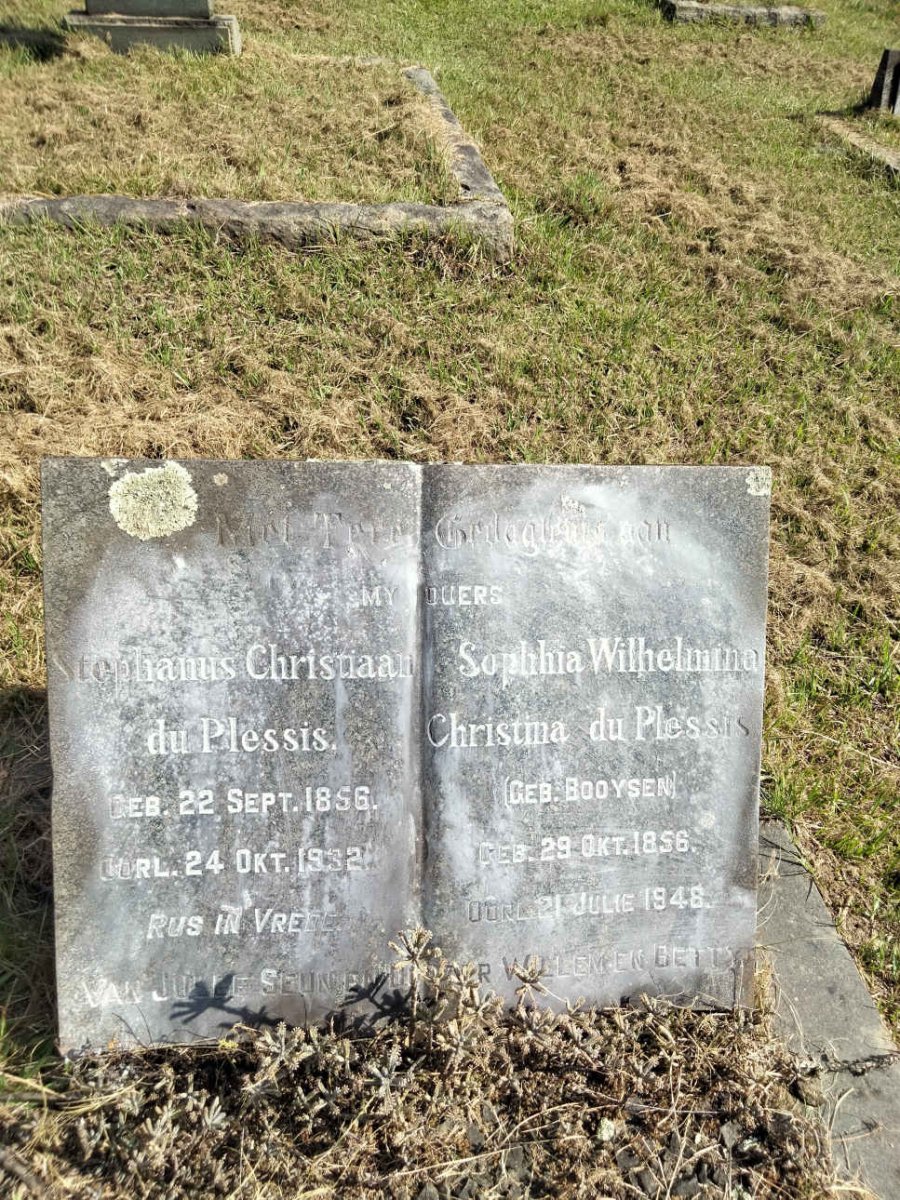 PLESSIS Stephanus Christiaan, du 1856-1932 & Sophia Wilhelmina Christina BOOYSEN 1856-1948