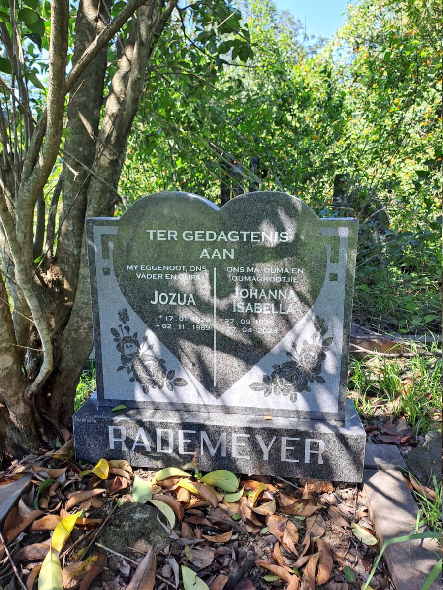 RADEMEYER Jozua 1928-1989 & Johanna Isabella 1926-2024