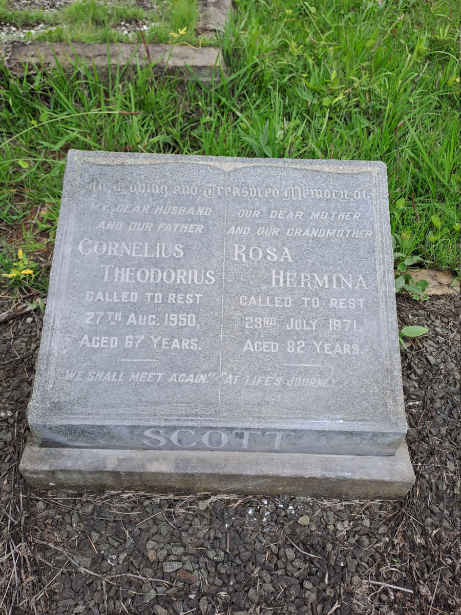 SCOTT Cornelius Theodorius -1950 & Rosa Hermina -1971