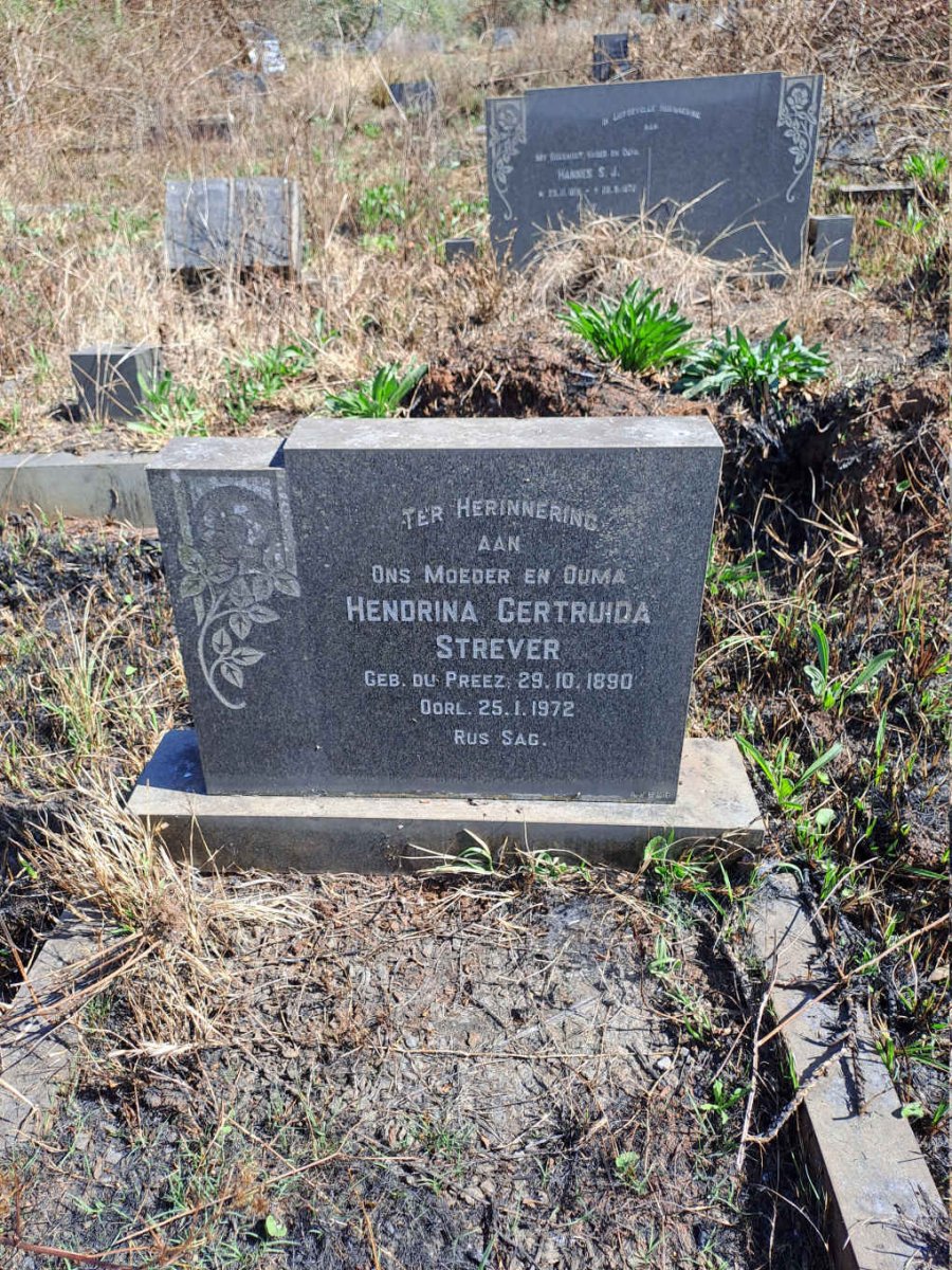 STREVER Hendrina Gertruida nee DU PREEZ 1890-1972