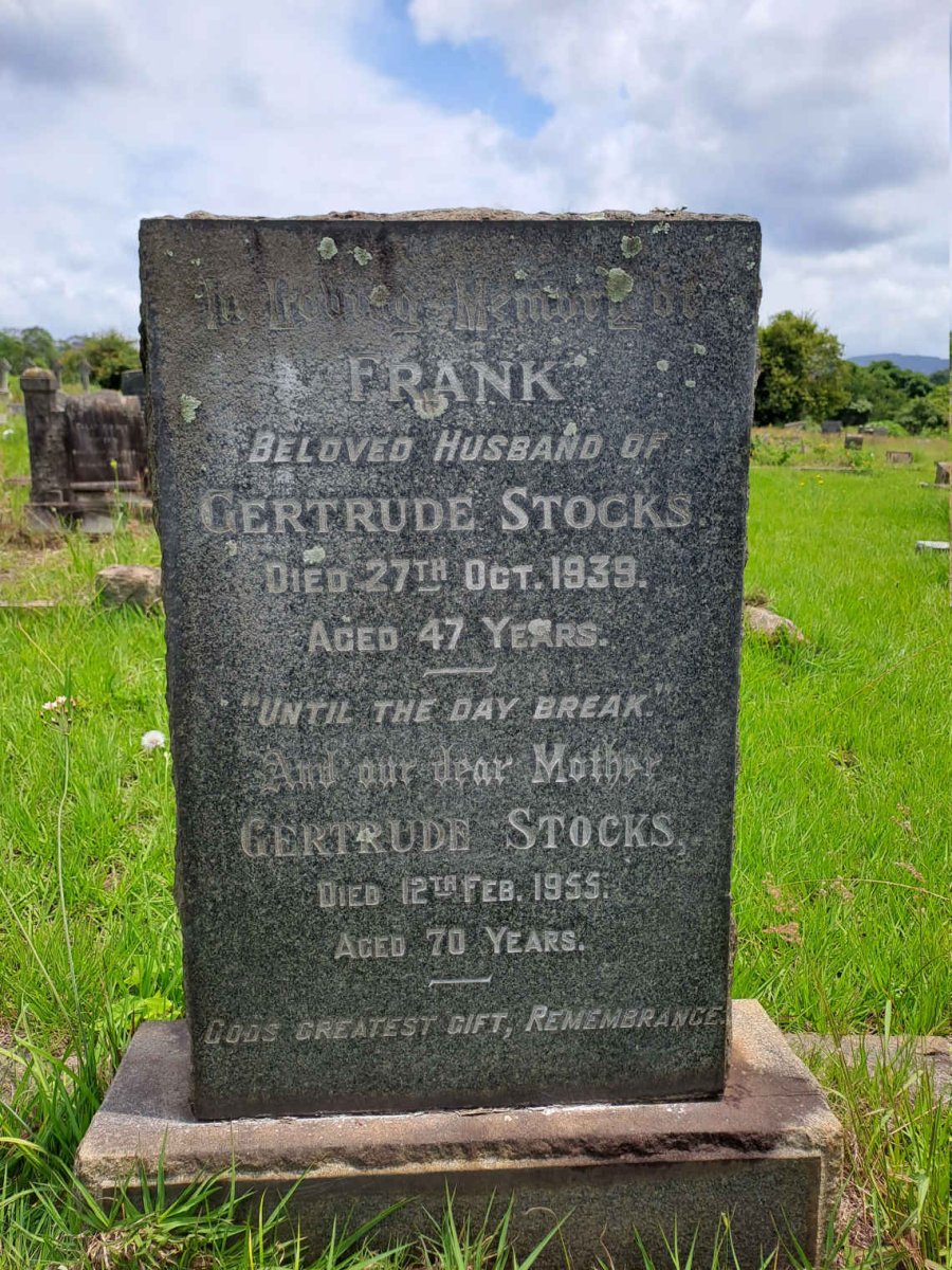 STOCKS Frank -1939 & Gertrude -1955