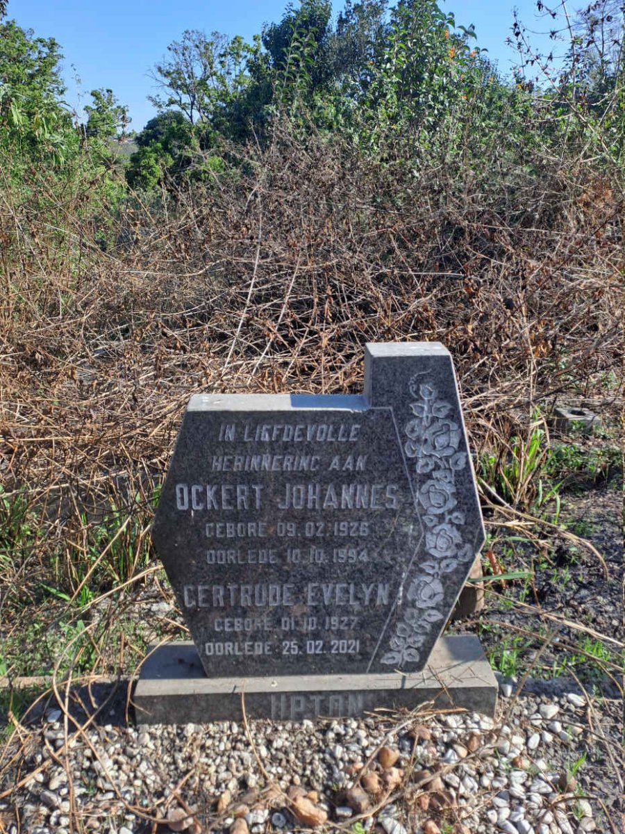 UPTON Ockert Johannes 1926-1994 & Gertrude Evelyn 1927-2021