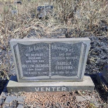 VENTER Willem Jacobus 1903-1981 & Isabella Frederika 1906-1993