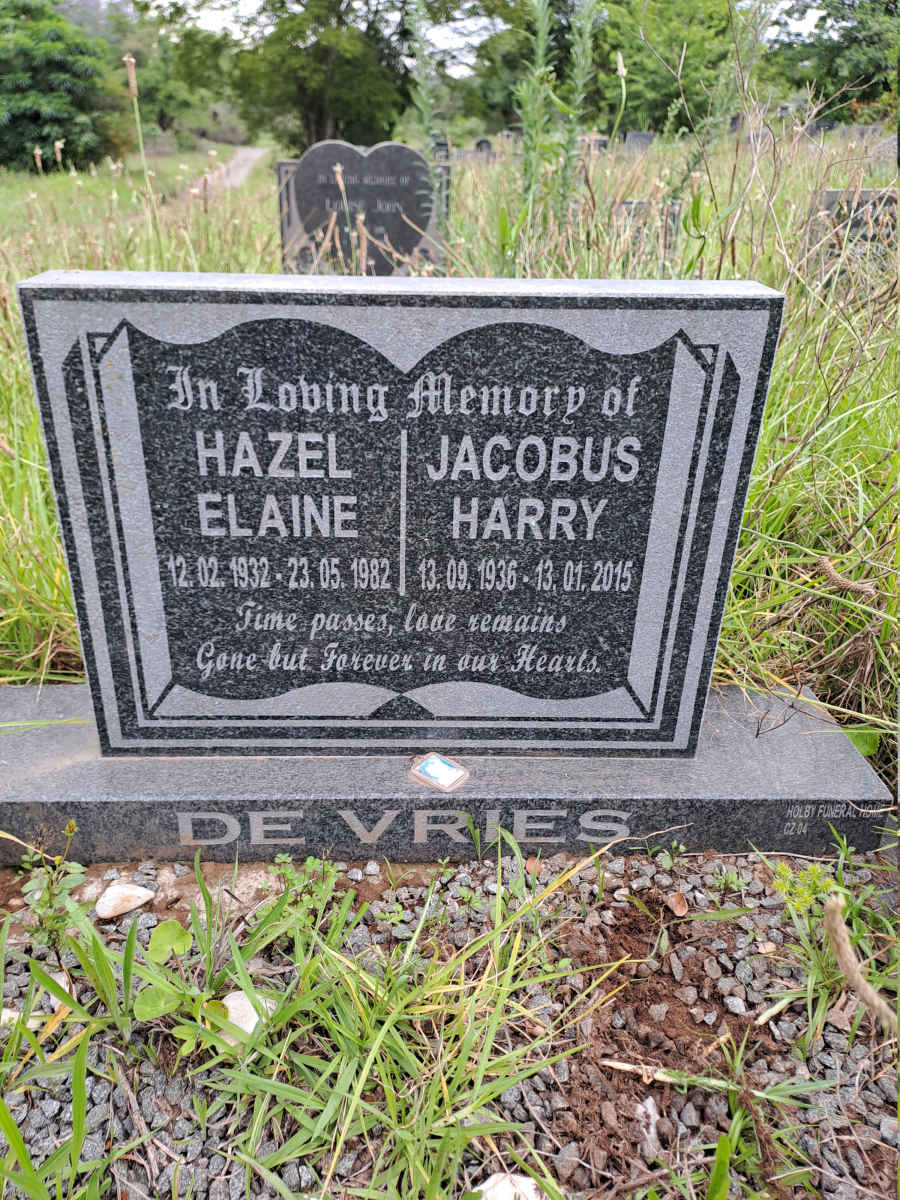 VRIES Jacobus Harry, de 1936-2015 & Hazel Elaine 1932-1982