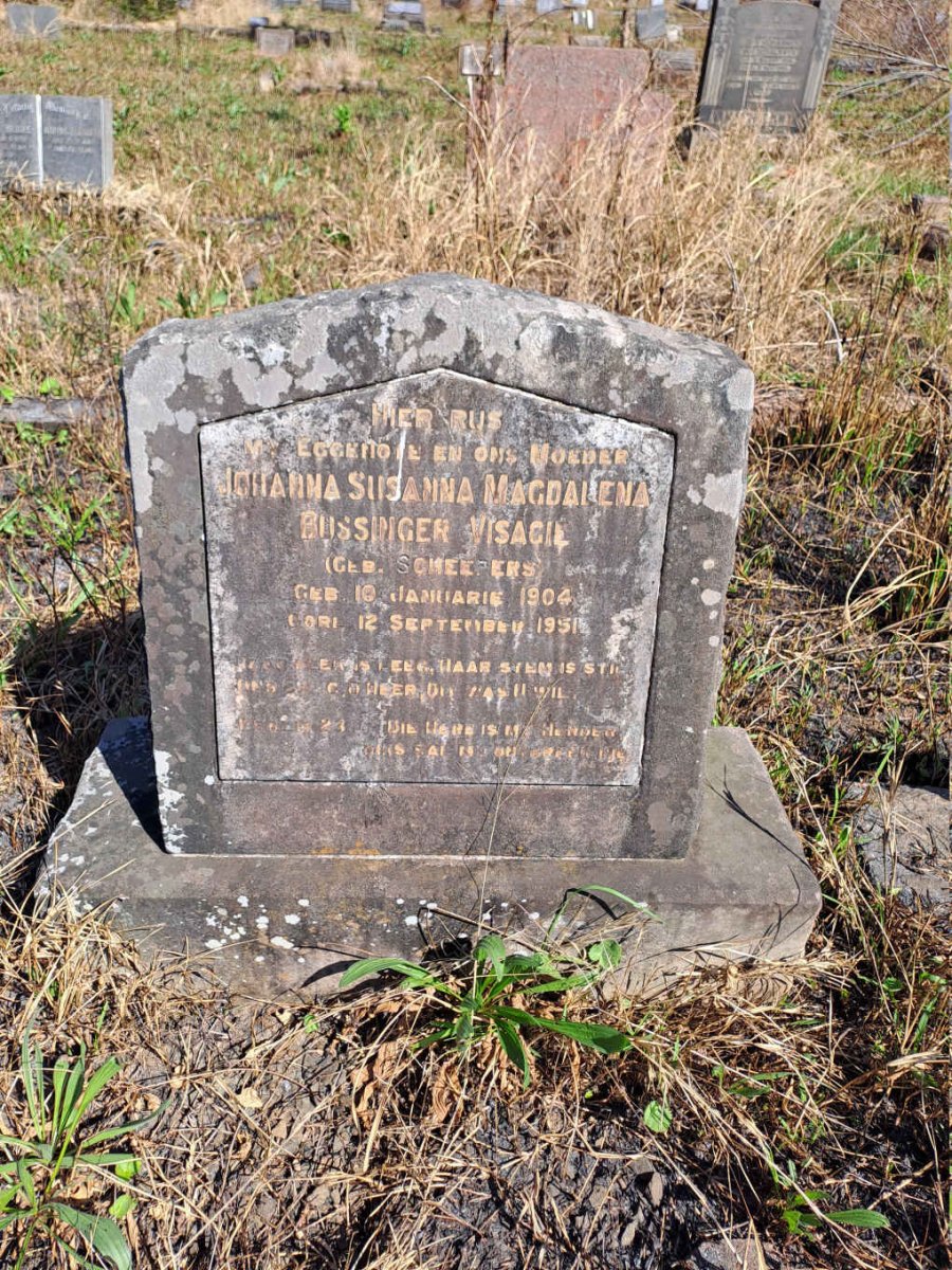 VISAGIE Johanna Sussanna Magdalena Bussinger nee SCHEEPERS 1904-1951