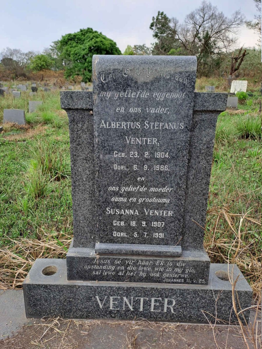 VENTER Albertus Stefanus 1904-1966 & Susanna 1907-1991
