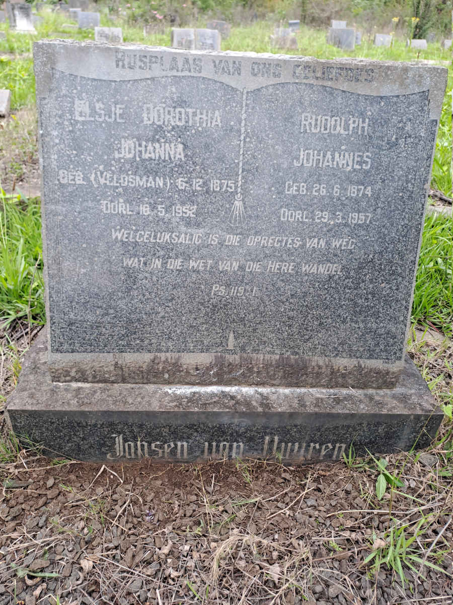 VUUREN Rudolph Johannes, Jansen Van 1874-1957 & Elsje Dorothia VELDSMAN 1875-1952