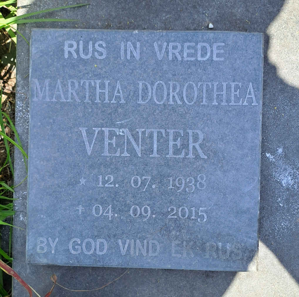 VENTER Martha Dorothea 1938-2015