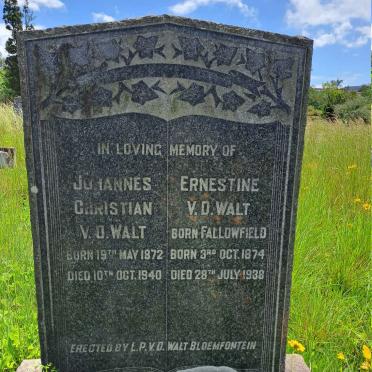 WALT Johannes Christian, van der 1872-1940 & Ernestine nee FALLOWFIELD 1874-1938