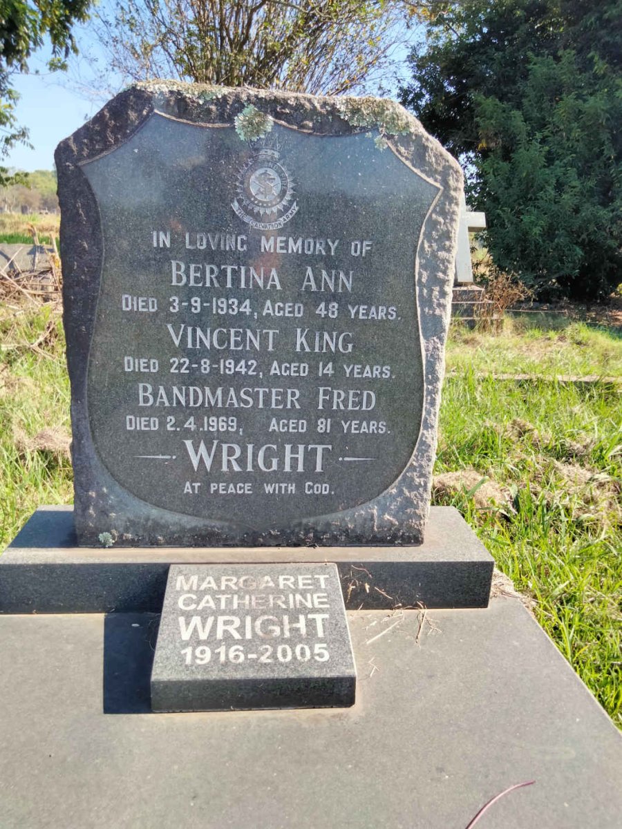 WRIGHT Fred -1969 & Bertina Ann -1934 :: WRIGHT Vincent King -1942 :: WRIGHT Margaret Catherine 1916-2005