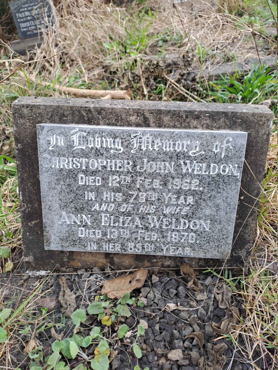 WELDON Christopher John -1962 & Ann Eliza -1970