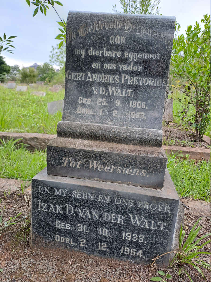 WALT Gert Andries Pretorius, van der 1906-1953 :: VAN DER WALT Izak D. 1933-1964