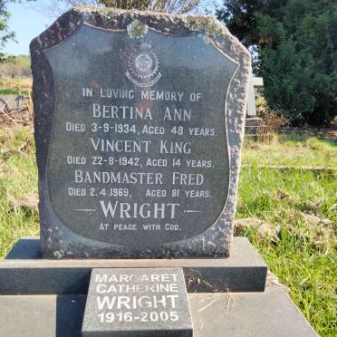 WRIGHT Fred -1969 & Bertina Ann -1934 :: WRIGHT Vincent King -1942 :: WRIGHT Margaret Catherine 1916-2005