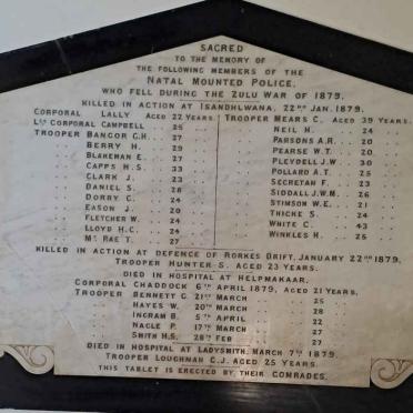 09. NATAL MOUNTED POLICE Died At Isandhlwana: 22 January 1879