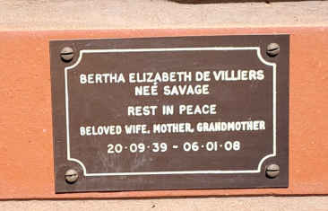VILLIERS Bertha Elizabeth, de nee SAVAGE 1939-2008