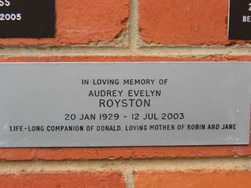 ROYSTON Audrey Evelyn 1929-2003