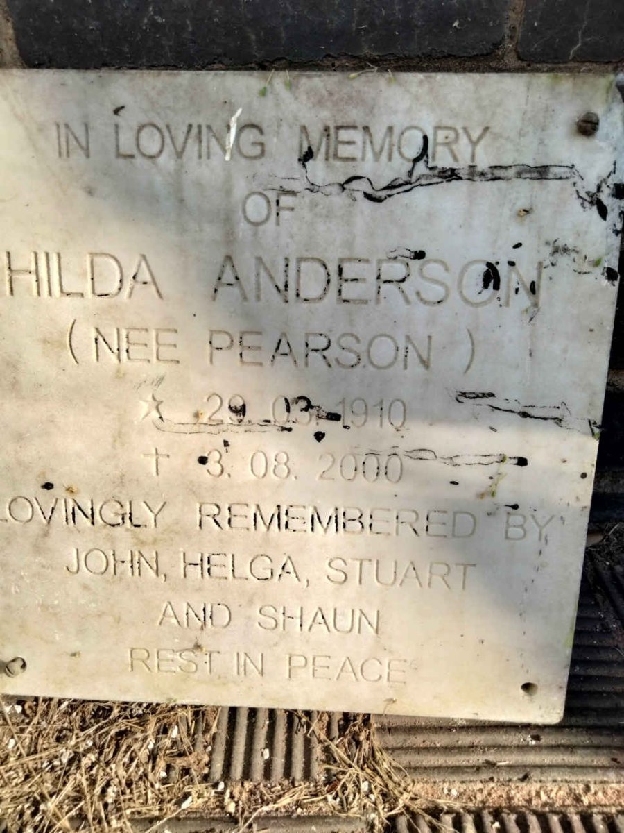 ANDERSON Hilda nee PEARSON 1910-2000