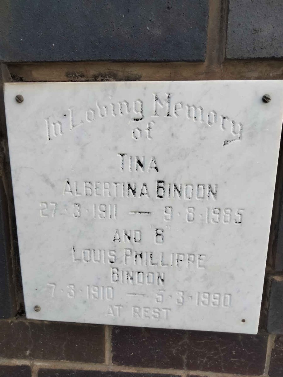 BINDON Louis Phillippe 1910-1990 &amp; Tina Albertina 1911-1985