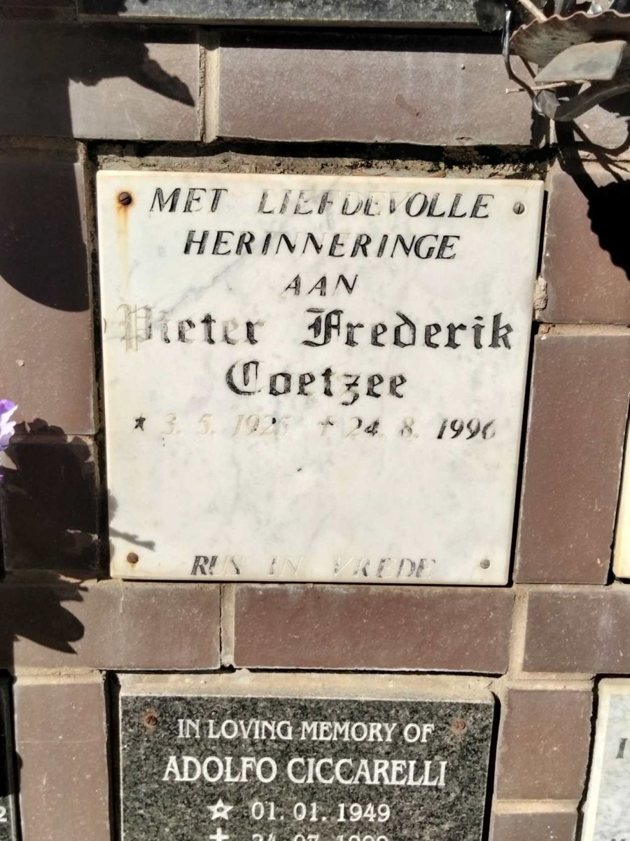 COETZEE Pieter Frederik 1925-1996