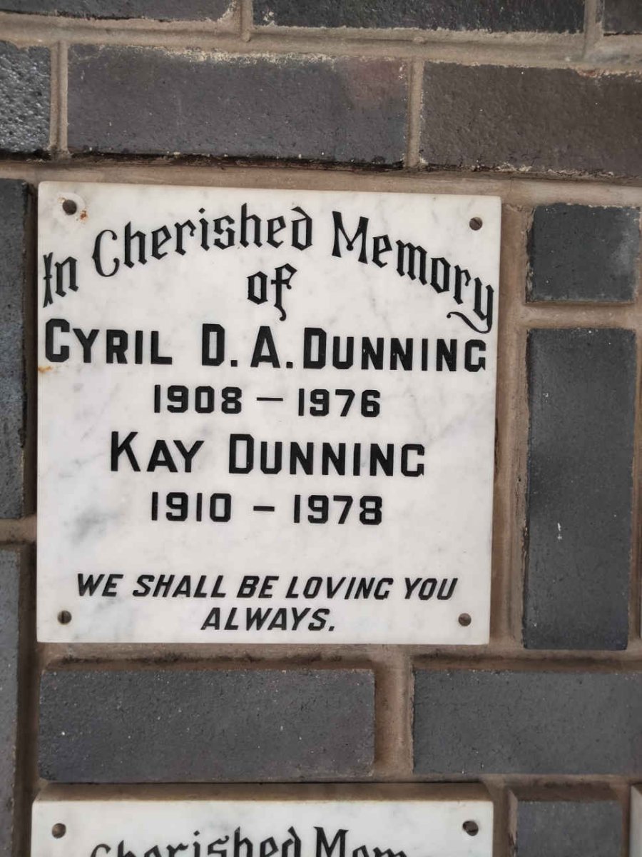 DUNNING Cyril D.A. 1908-1976 &amp; Kay 1910-1978