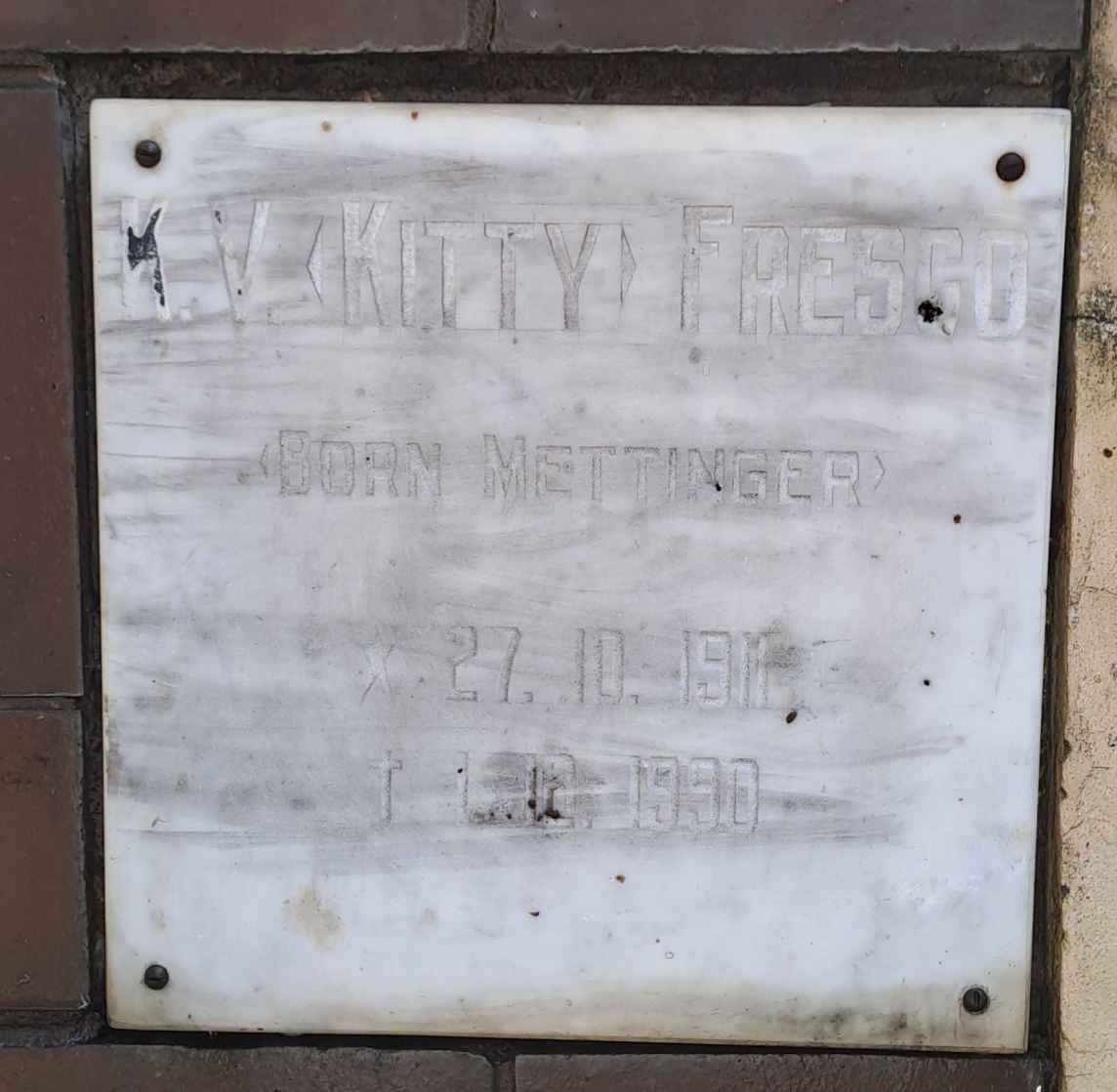 FRESCO K.V. nee METTINGE 1911-1990