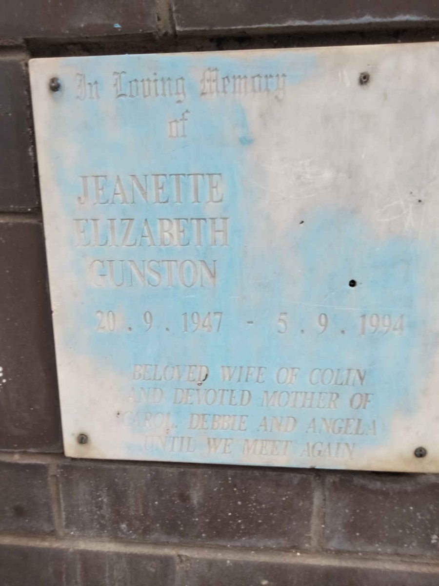 GUNSTON Jeanette Elizabeth 1947-1994