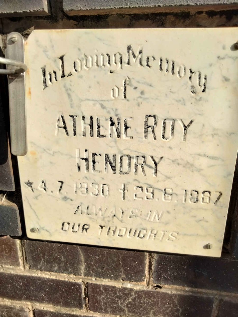 HENDRY Athene Roy 1930-1987