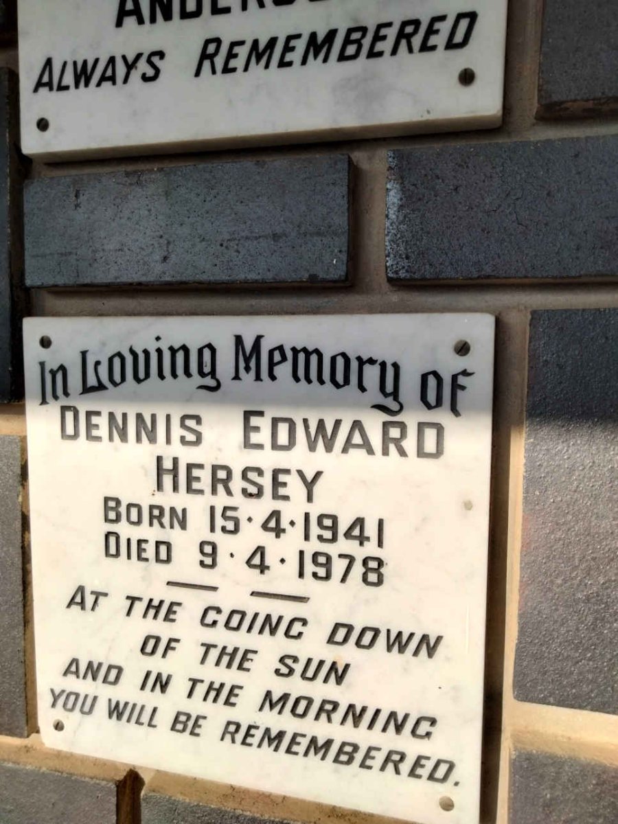 HERSEY Dennis Edward 1941-1978