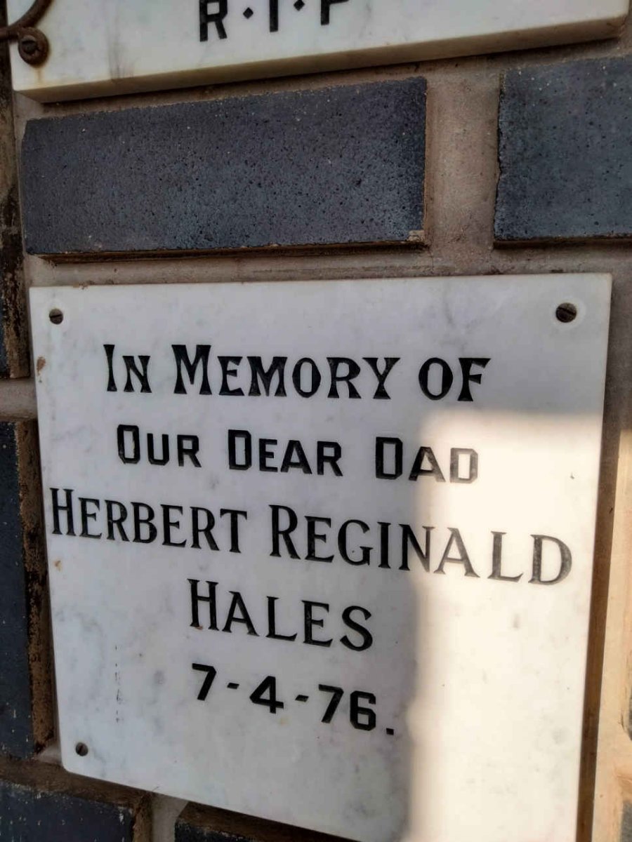 HALES Herbert Reginald -1976