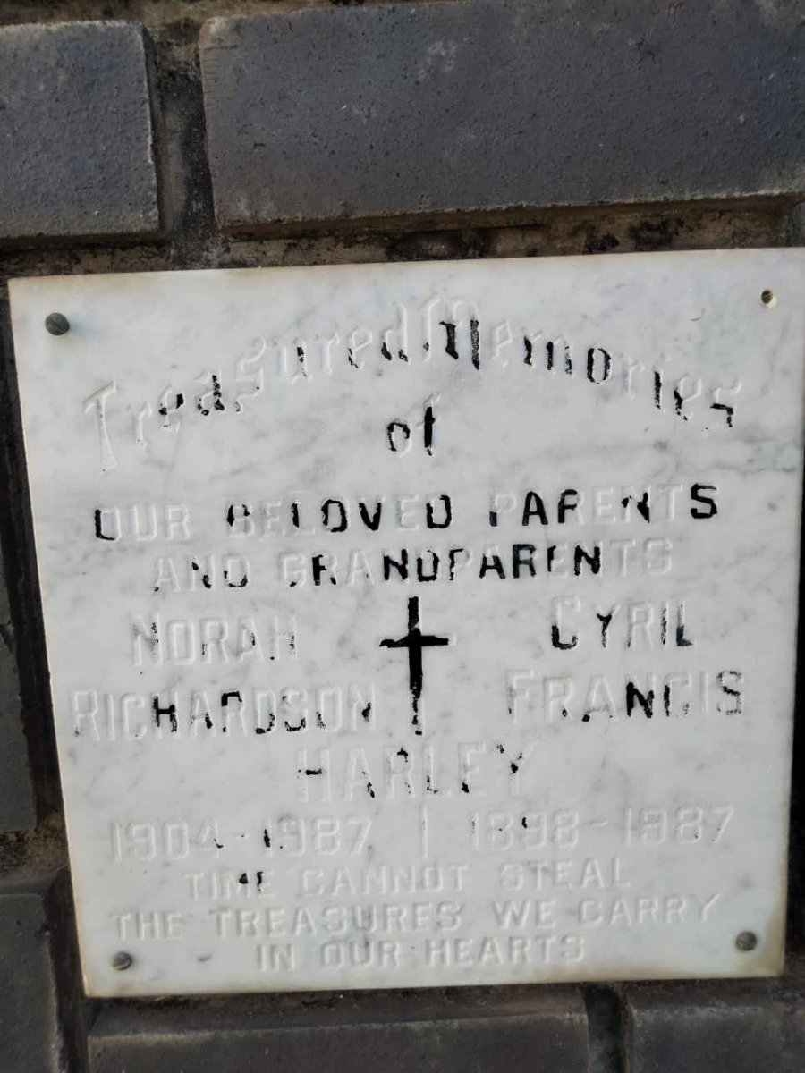 HARLEY Cyril Francis 1898-1987 &amp; Norah Richardson 1904-1987