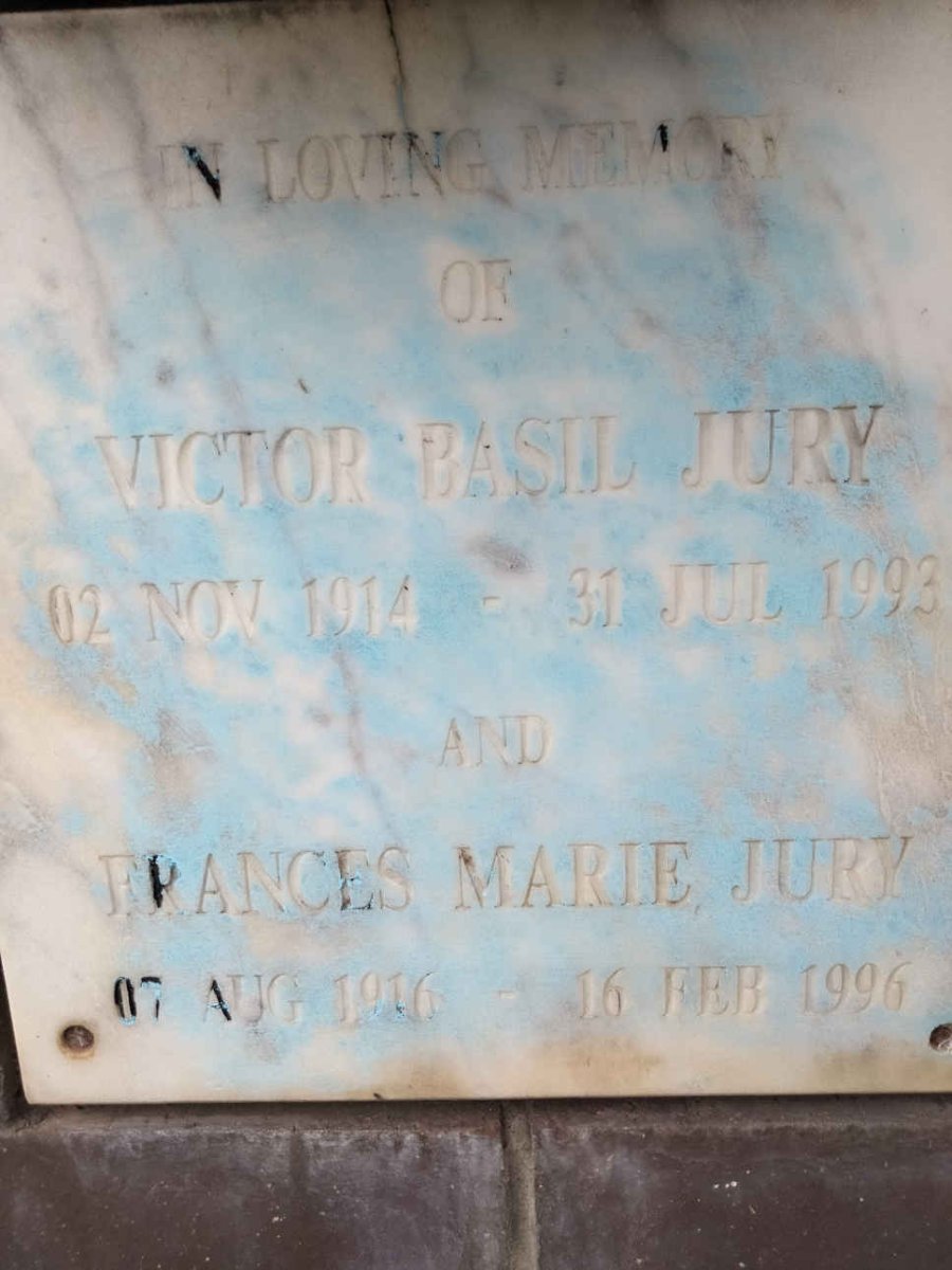 JURY Victor Basil 1914-1993 &amp; Frances Marie 1916-1996