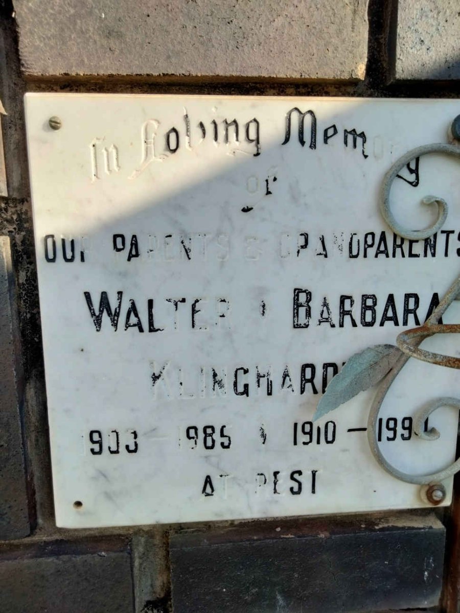 KLINGHARD? Walter 190?-1985 &amp; Barbara 1910-199?