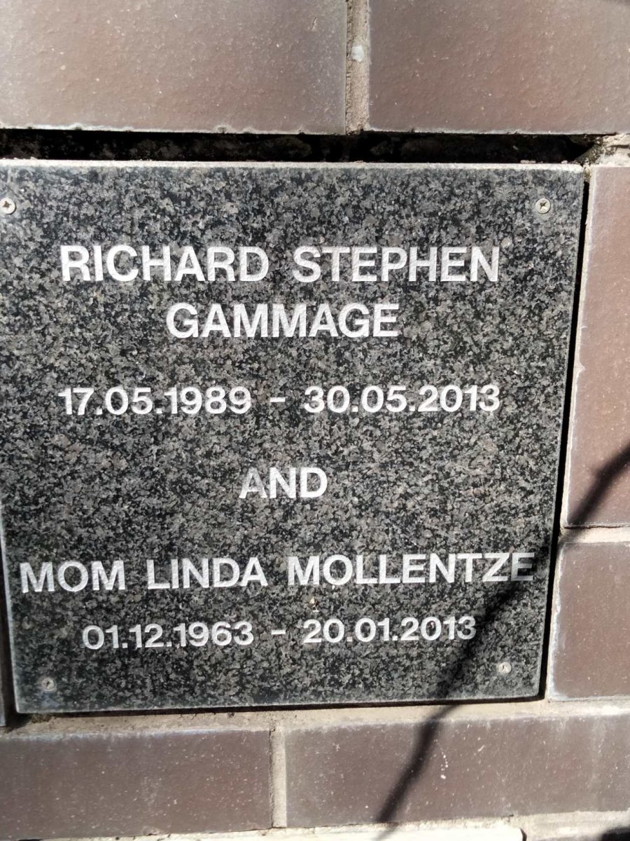 MOLLENTZE Linda 1963-2013 :: GAMMAGE Richard Stephen 1989-2013