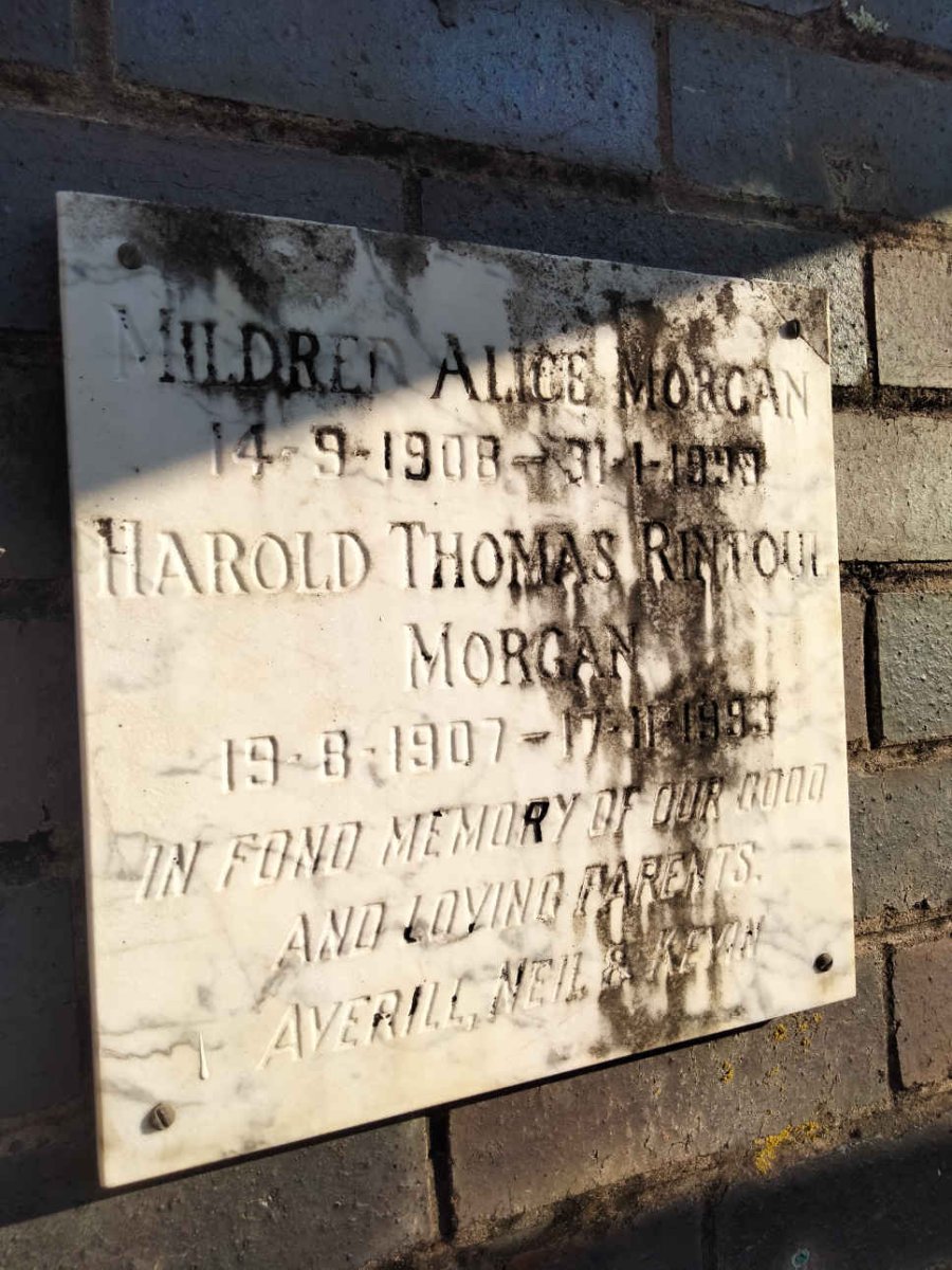 MORGAN Harold Thomas Rintoul 1907-1993 &amp; Mildred Alice 1908-199?