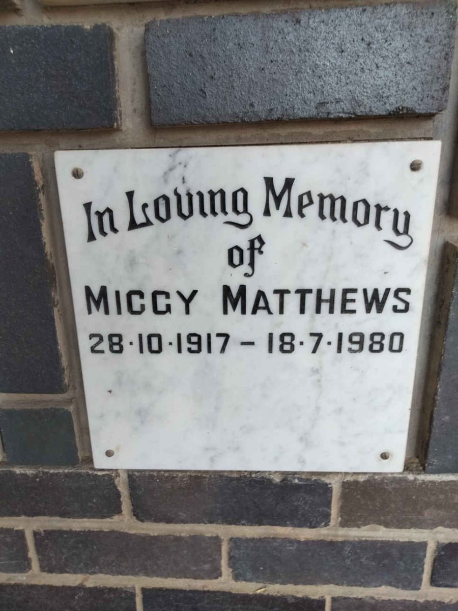 MATTHEWS Miggy 1917-1980