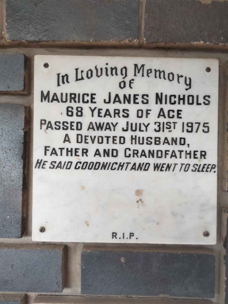 NICHOLS Maurice Janes -1975