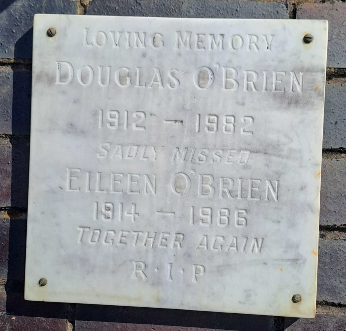 O'BRIEN Douglas 1912-1982 & Eileen 1914-1986