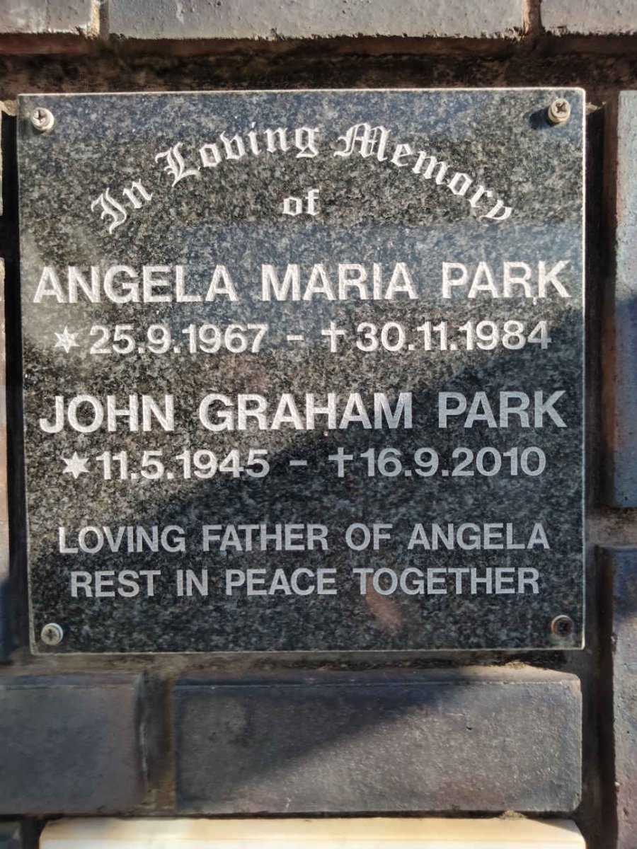 PARK John Graham 1945-2010 :: PARK Angela Maria 1967-1984