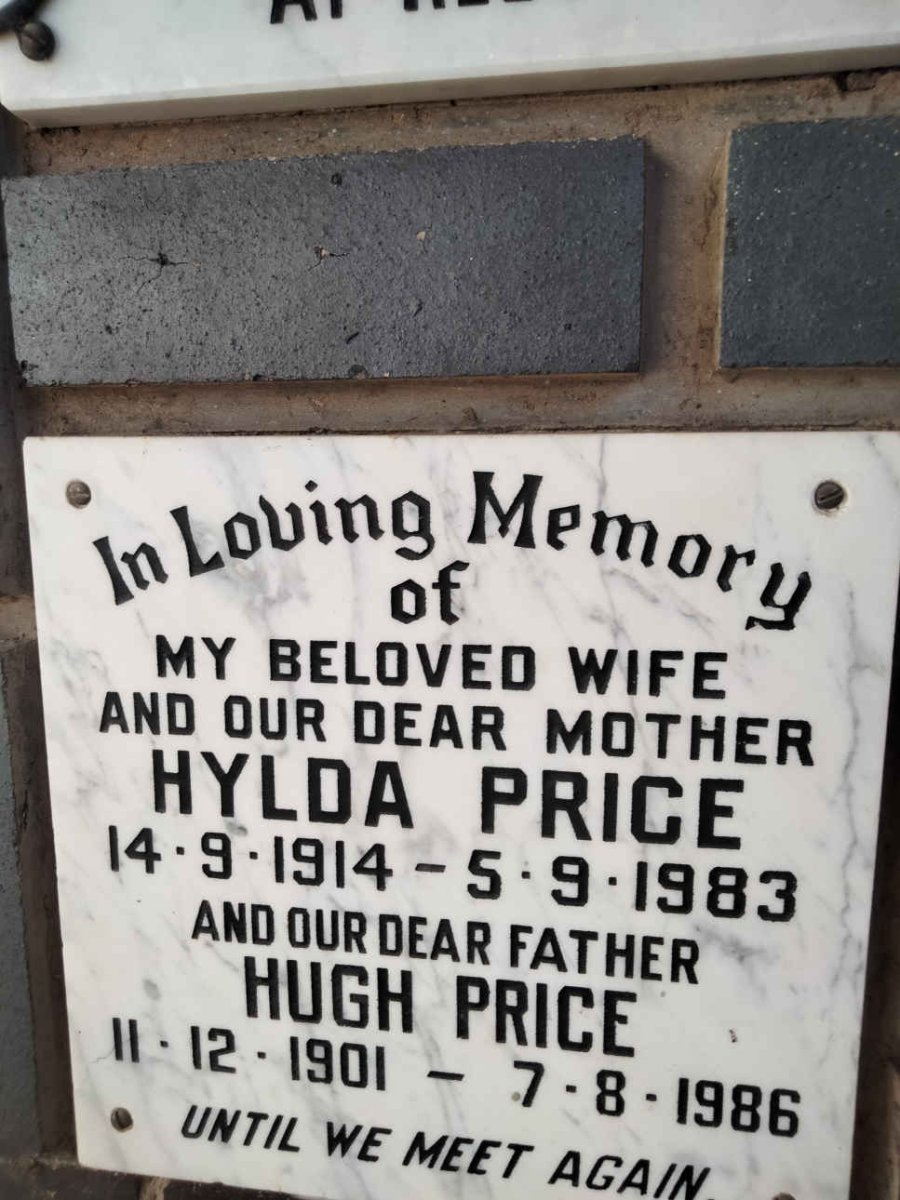 PRICE Hugh 1901-1986 &amp; Hylda 1914-1983