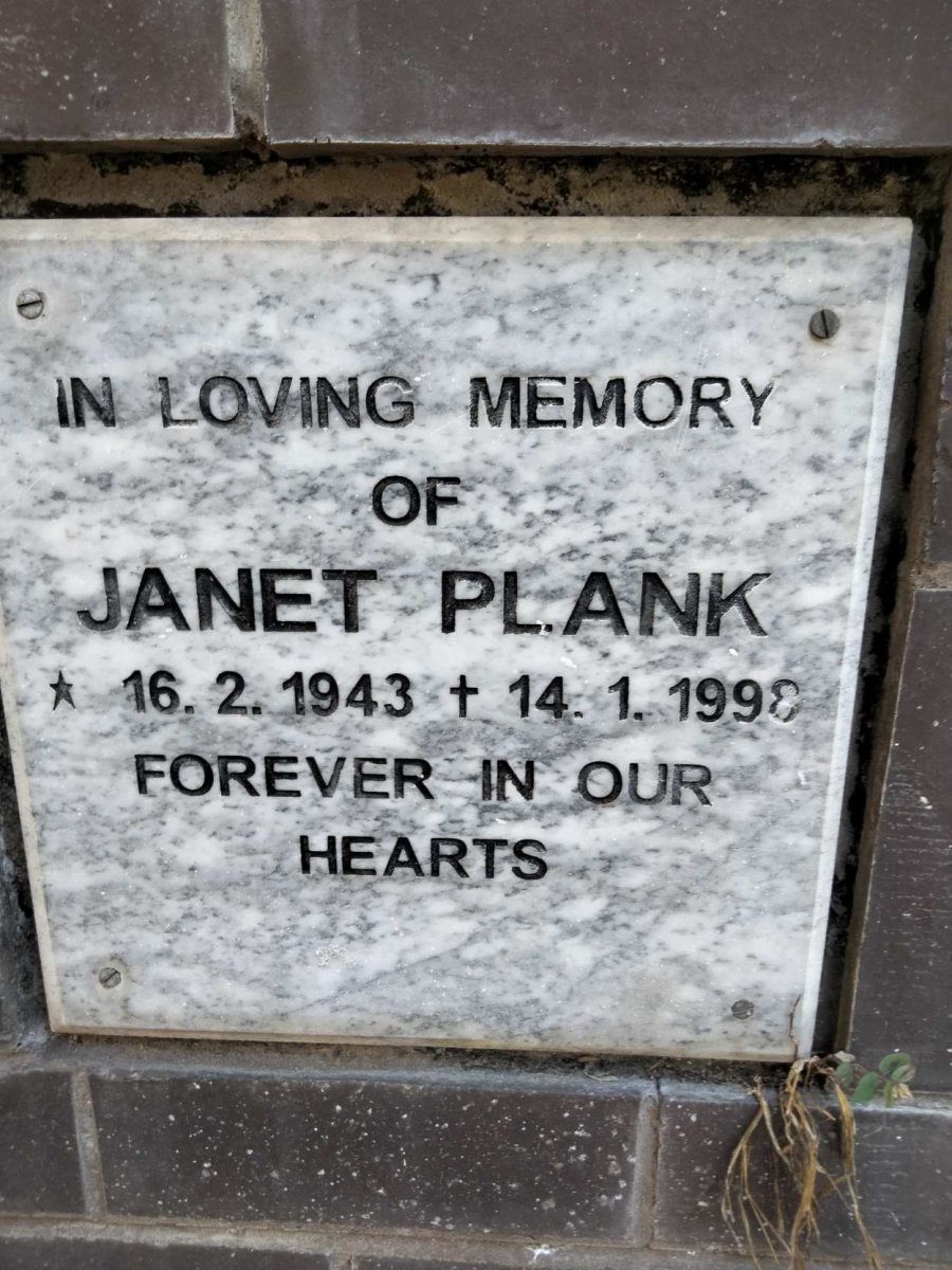 PLANK Janet 1943-1998