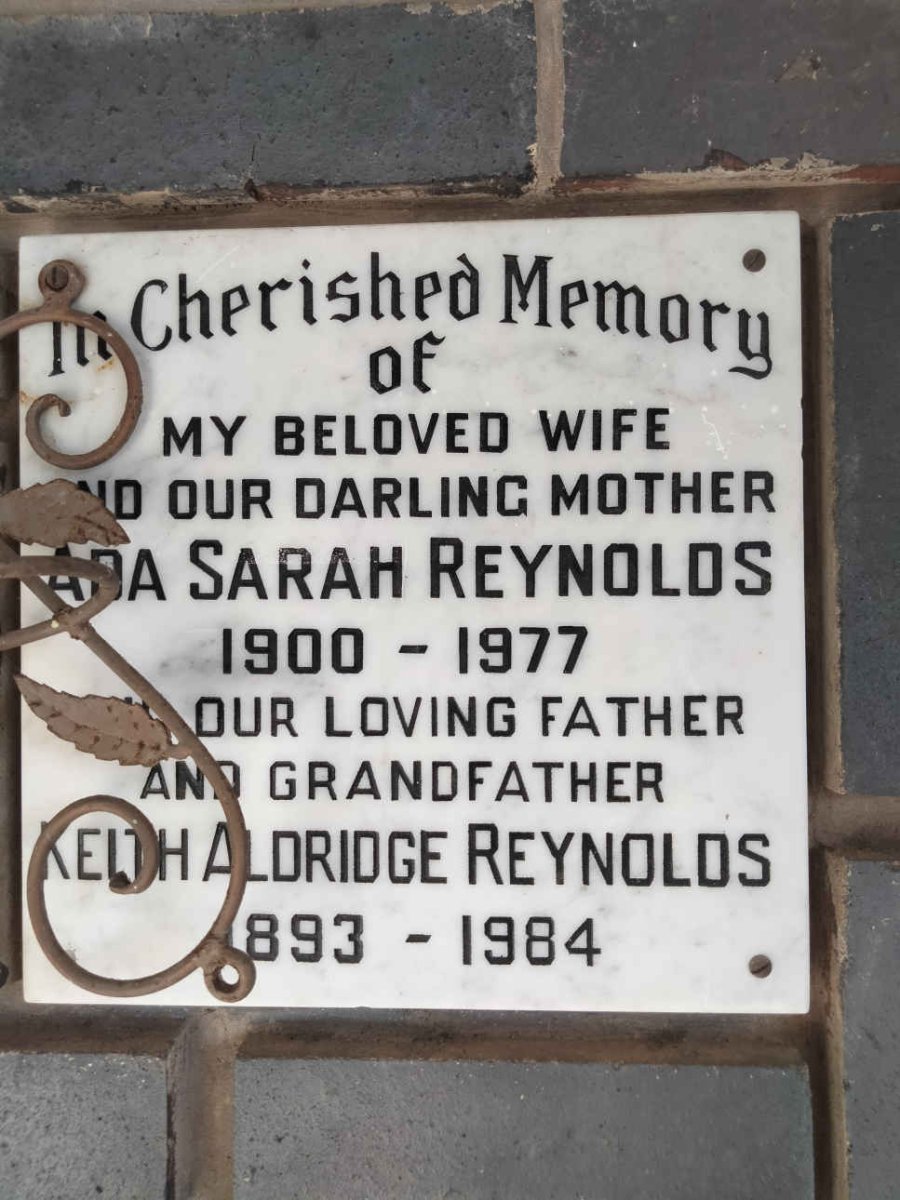 REYNOLDS Keith Aldridge 1893-1984 &amp; Ada Sarah 1900-1977