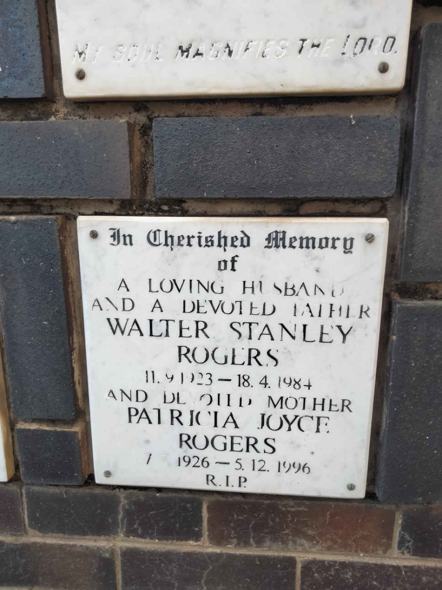 ROGERS Walter Stanley 1923-1984 &amp; Patricia Joyce 1926-1996