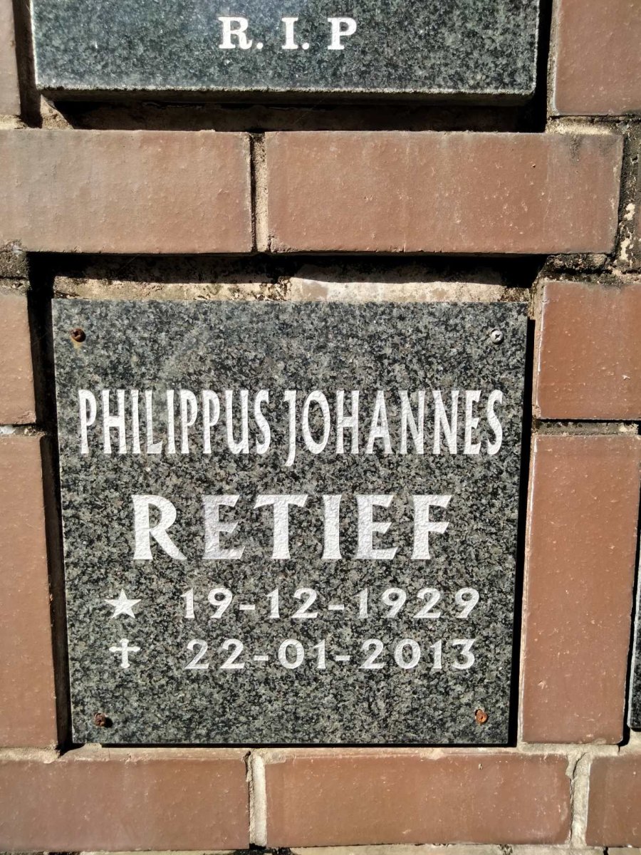 RETIEF Philippus Johannes 1929-2013