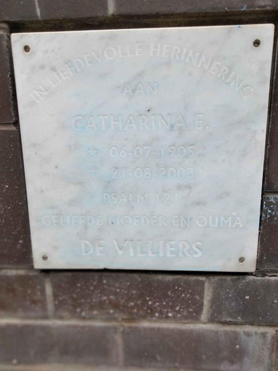 VILLIERS Catharina E., de 1905-2003