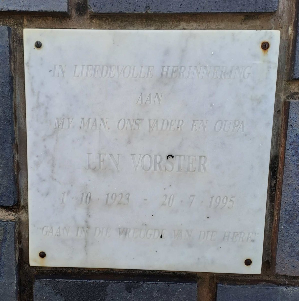 VORSTER Len 1923-1995