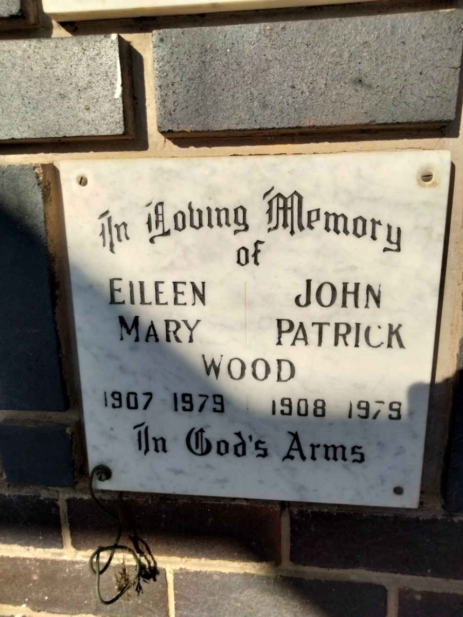 WOOD John Patrick 1908-1979 &amp; Eileen Mary 1907-1979