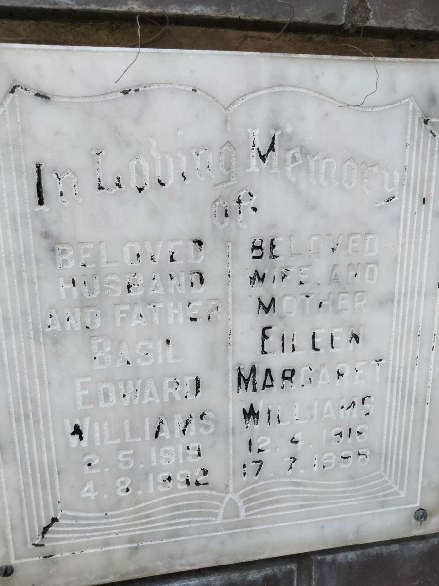 WILLIAMS Basil Edward 1919-1992 &amp; Eileen Margaret 1916-1998