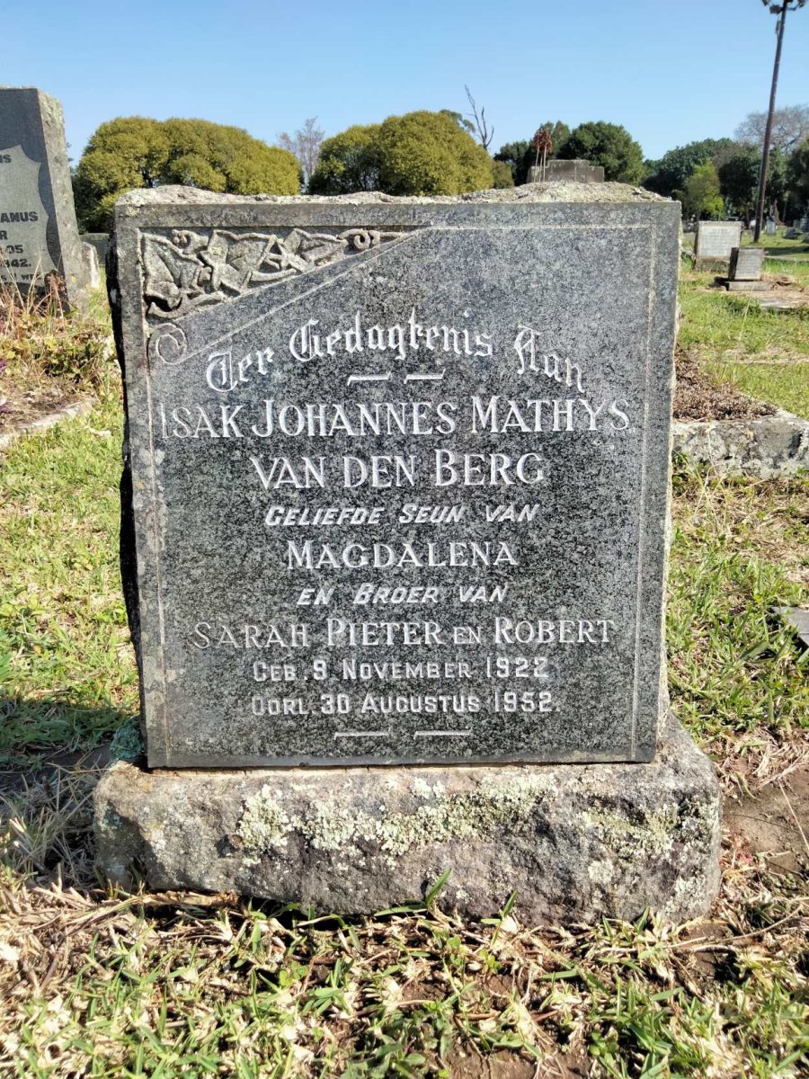 BERG Isak Johannes Mathys, van den 1922-1952