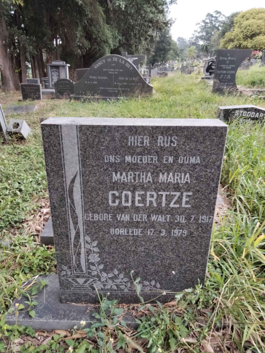 COERTZE Martha Maria nee VAN DER WALT 1917-1979