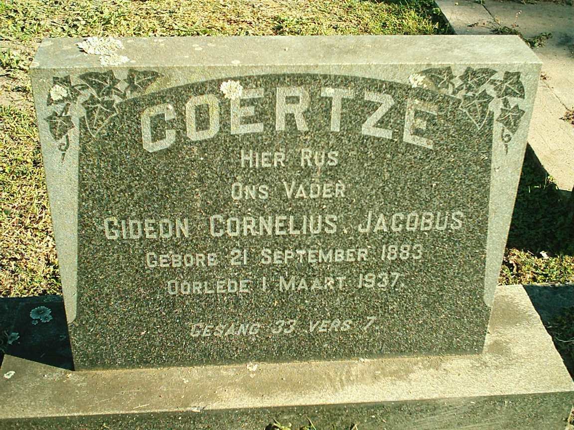 COERTZE Gideon Cornelius Jacobus 1883-1937